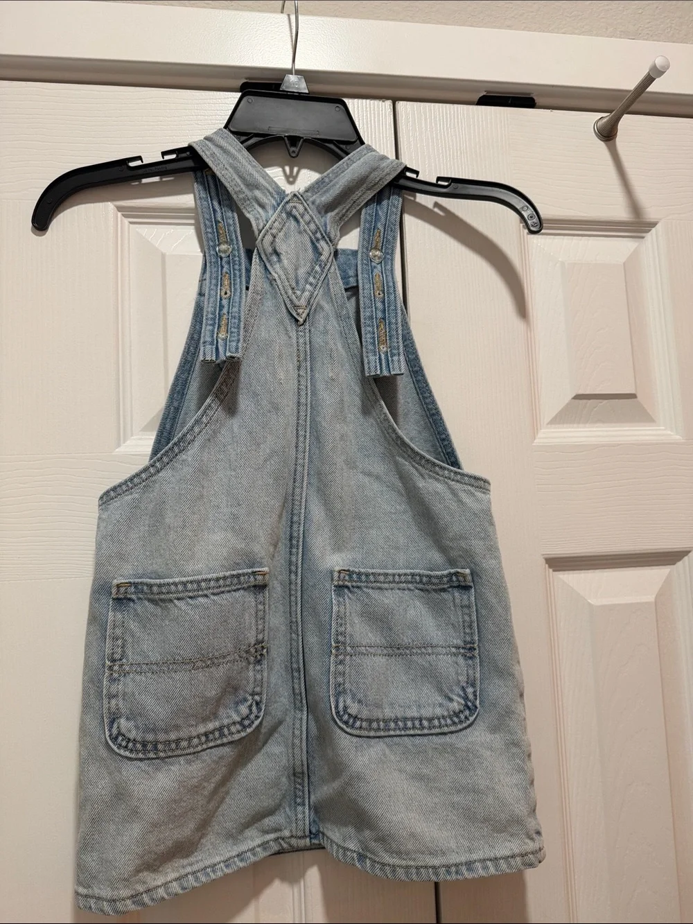 Old Navy Kids Light Blue Denim Overall Dress with Front Zip Small 6/7‎
